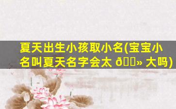 夏天出生小孩取小名(宝宝小名叫夏天名字会太 🌻 大吗)